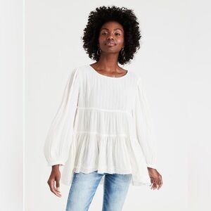 American Eagle Long Sleeve Flowy Gauze Blouse.